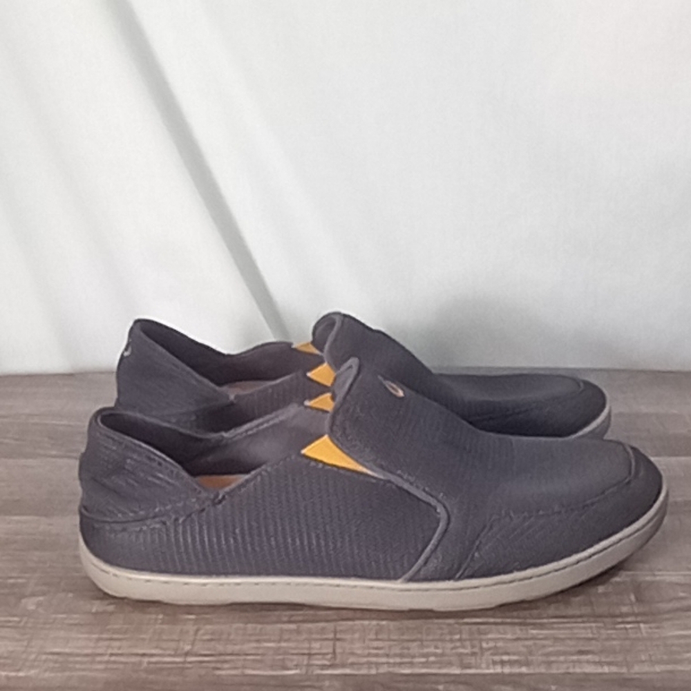 Olukai Men's Charcoal Gray Nohea Mesh Slip-on Shoes Size 10M